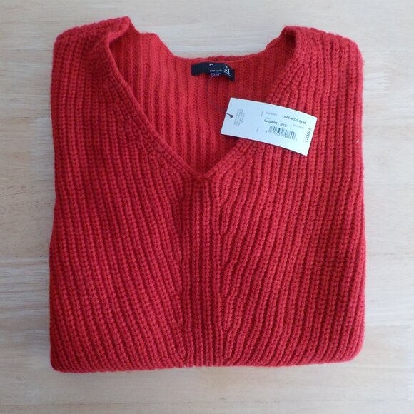 Ana Sweater - Vneck, Long Sleeve, Red, New w/Tags NWT - Size XSmall  (553) - Picture 1 of 7